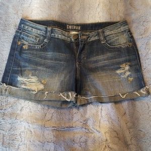 Decree distressed denim shorts. Juniors size 11